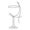 Vector continuous one line drawing of wine glass best use for logo, poster, banner and background