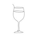 Vector continuous one line drawing of wine glass best use for logo, poster, banner and background