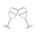 Vector continuous one line drawing of wine glass best use for logo, poster, banner and background