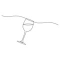 Vector continuous one line drawing of wine glass best use for logo, poster, banner and background