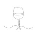 Vector continuous one line drawing of wine glass best use for logo, poster, banner and background