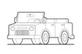 Vector contour army SUV; cars for travel, tourism. Linear drawing of a car without a roof, a convertible in cartoon style for a Royalty Free Stock Photo