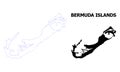 Vector Contour Dotted Map of Bermuda Islands with Name