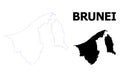 Vector Contour Dotted Map of Brunei with Name