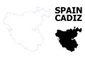 Vector Contour Dotted Map of Cadiz Province with Name