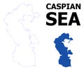Vector Contour Dotted Map of Caspian Sea with Name