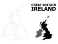 Vector Contour Dotted Map of Great Britain and Ireland with Caption