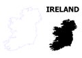 Vector Contour Dotted Map of Ireland Island with Caption