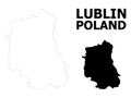 Vector Contour Dotted Map of Lublin Province with Name