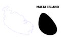 Vector Contour Dotted Map of Malta Island with Caption