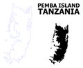 Vector Contour Dotted Map of Pemba Island with Name