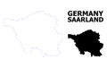 Vector Contour Dotted Map of Saarland State with Name
