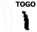 Vector Contour Dotted Map of Togo with Caption