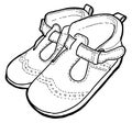 Vector contour drawing of summer sandals for little children