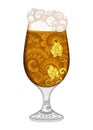 Vector Contour Glass of Beer with Decorative Doodle Pattern Royalty Free Stock Photo
