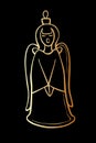 Vector contour gold toy, decoration in form of singing angel for xmas tree. Clipart for Merry Christmas and New Year Royalty Free Stock Photo