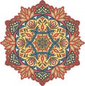 Vector contour Mandala ornament. Oriental round pattern.