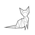 Vector contour origami cat. Symbol of Chinese of New year. Outline polygonal kitty isolated from background. Line art clipart Royalty Free Stock Photo