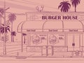 Vector contour pink colored background Burger House