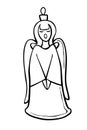 Vector contoured glass toy, decoration in form of singing angel for xmas tree, in doodle style Royalty Free Stock Photo