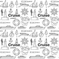 vector contur seamless pattern on the theme of sea cruise
