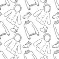 vector contur seamless pattern of winter clothes