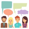 Vector conversation concept with people and blank thinking bubbles Royalty Free Stock Photo