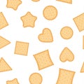 Vector cookie seamless pattern, Biscuit cookie background