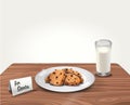 Vector Cookies and Milk for Santa Claus on Table Royalty Free Stock Photo