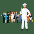 Vector cooking chefs vector illustration. Professions job man in uniform, Royalty Free Stock Photo