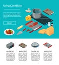 Vector cooking food isometric objects website page illustration