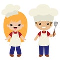 Vector Cookout Grill Cooks Boy and Girl Illustrations