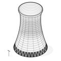 Vector cooling tower of powerhouse. Concrete thermal power plant tower.