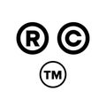 Trademark symbols set. Trademark legal protection mark, letter \