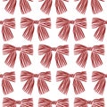Vector coquette bold bow pattern. Red seamless elegant ribbon pattern. Vector preppy pattern Royalty Free Stock Photo