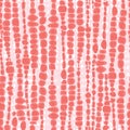 Vector coral pink shibori vertical blob lines seamless pattern. Suitable for textile, gift wrap and wallpaper.