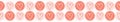 Vector coral and white textured heart circles. Seamless repeat border.