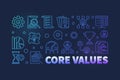 Vector Core Values outline modern banner on dark background