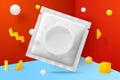 Vector corner wall abstract scene with condom pack Royalty Free Stock Photo