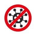 Vector coronavirus icon with red stop symbol. Vector bacteria design. Warning virus sign. Ncov, covid - 19 logo Royalty Free Stock Photo