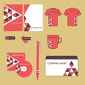 Vector corporate identity design. Red and brown geometric triangle shapes pyramid. business documentation