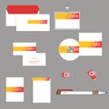 Vector corporate identity design. Red to yellow gradient stripe with geometric shapes. business documentation