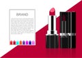 Vector cosmetic ads, Lipstick with sample colors template on geo
