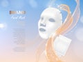 Vector cosmetic banner with 3d vector facial mask