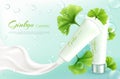 Vector cosmetic with ginkgo biloba, green leaves