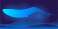 Vector Cosmos Illustration on gradient dark blue backgroud with constellation of stars, waves, whale and glowing. Template For web
