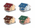 Vector cottage house. Colored exterior options
