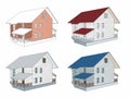 Vector cottages houses set. Linear drawing. Block walls Royalty Free Stock Photo