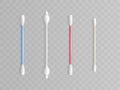 Vector cotton buds. Realistic toiletries, plastic rod