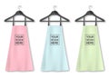 Vector cotton kitchen apron icon set with clothes hangers closeup on white background. Pastel colors. Design